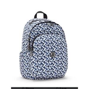 NWT Kipling Delia Curious Leopard Medium Backpack Blue Black White